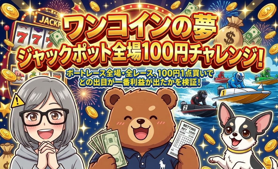 競艇全24場を100円1点買いで検証！ジャックポット級に利益が出る出目は？